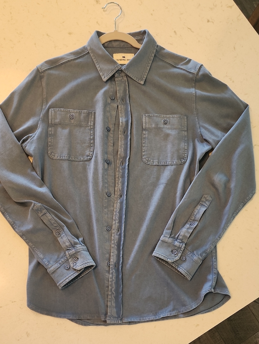'The Normal Brand' Slate Blue Long-Sleeve Button-Down Workshirt/Shacket